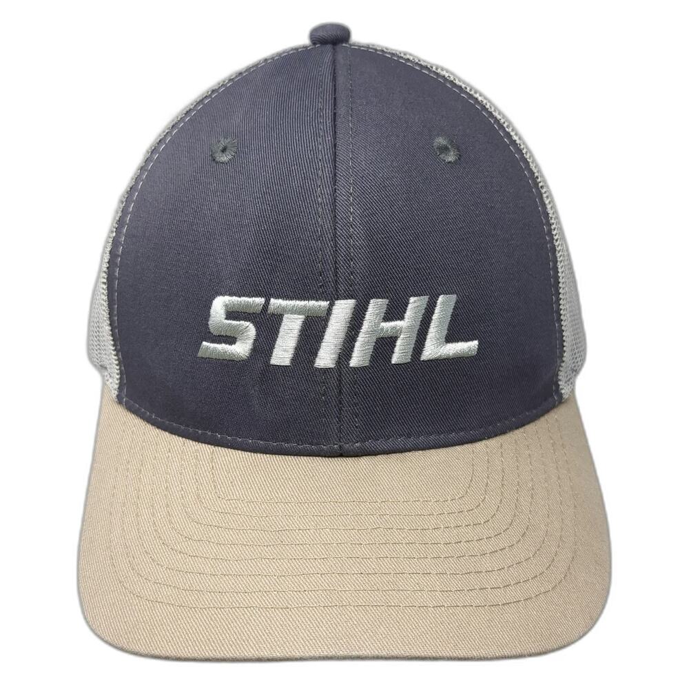 Stihl Trucker Hat Gray Beige One Size Mesh Back Silver Logo Snapback Workwear